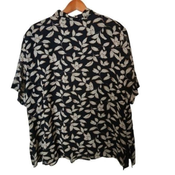Anne Carson Black 100% Silk Floral Flower‎ Print Women's Plus Size 2X - Picture 10 of 12